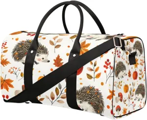 Hedgehog Forest Autumn Travel Duffel bag for Men Women Weekender Overnight Bag Gym Bag Carry On Luggage Bags for Yoga Workout Sports