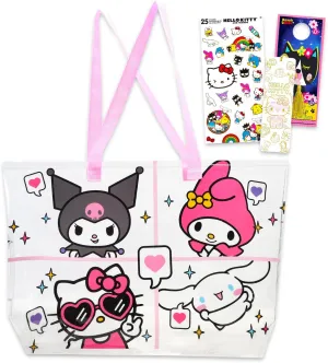 Hello Kitty and Friends Clear Tote Bag - Bundle with Clear Sanrio Purse for Beach, Groceries, Storage Plus Stickers, More | Hello Kitty and Friends Shoulder Bag for Women
