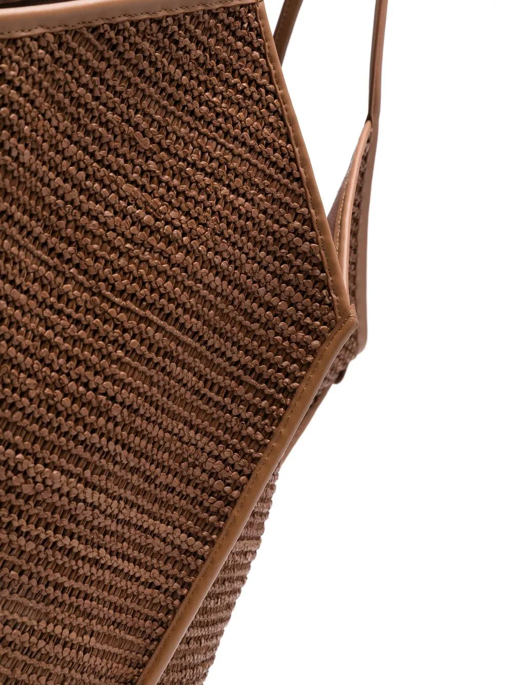 HEREU Leather Trimmed Raffia Tote Handbag