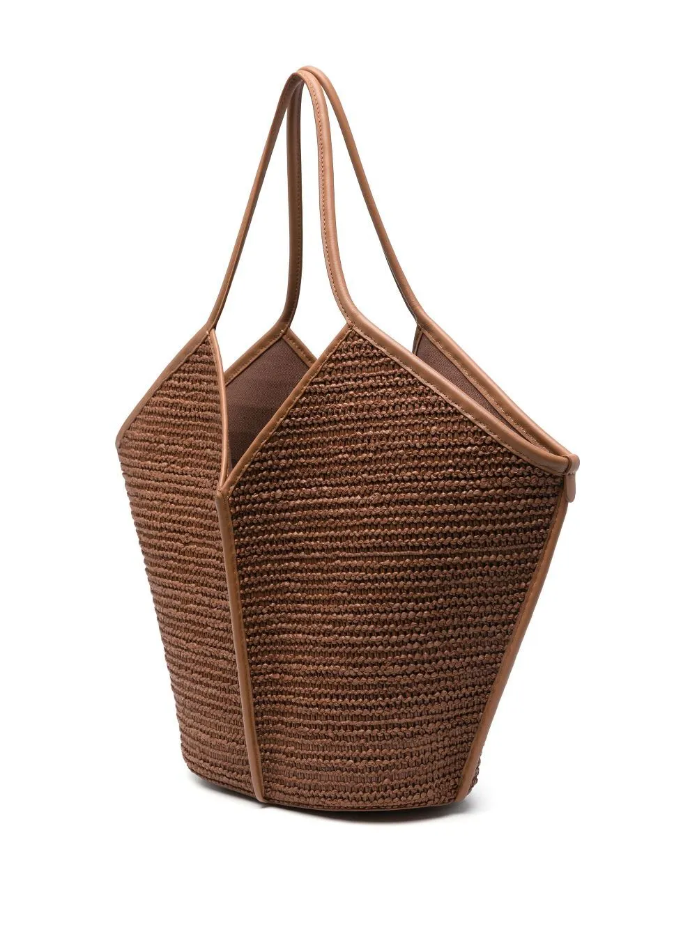 HEREU Leather Trimmed Raffia Tote Handbag