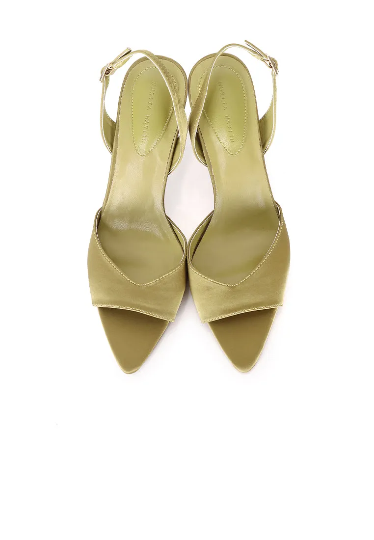 Herlina Pointed Toe Slingback Heels (Mustard)