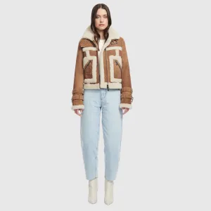 HiSO Doll Cashew Shearling Biker Jacket