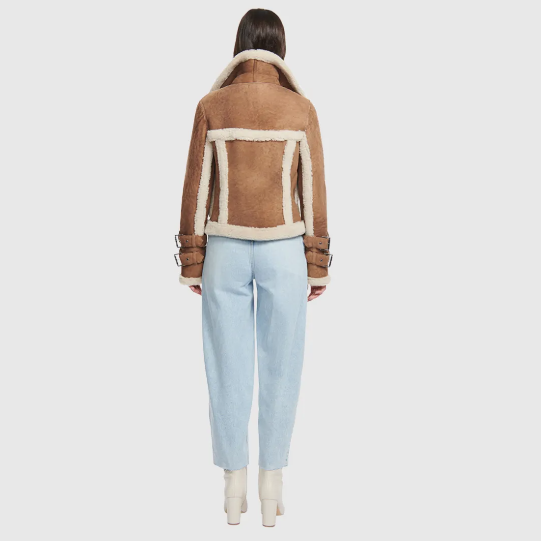 HiSO Doll Cashew Shearling Biker Jacket