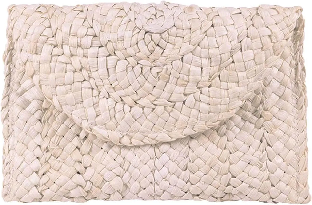 HJMND Women's Straw Clutch Woven Purse Summer Beach Bags Envelope Wallet Straw Bag