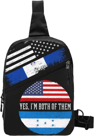 Honduran American Flag Pride Honduras Packable Crossbody Bag Portable Sling Bags Foldable Travel Daypack Reusable Sports Shoulder Backpack Diagonally Chest Bag for Workout