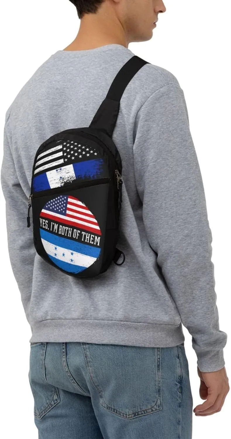Honduran American Flag Pride Honduras Packable Crossbody Bag Portable Sling Bags Foldable Travel Daypack Reusable Sports Shoulder Backpack Diagonally Chest Bag for Workout