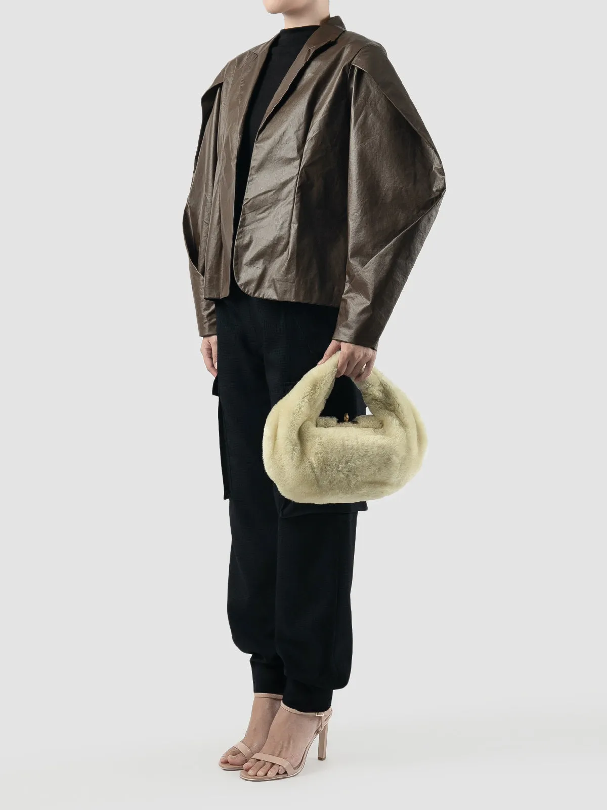 Honey cream Boh Shearling mini handbag