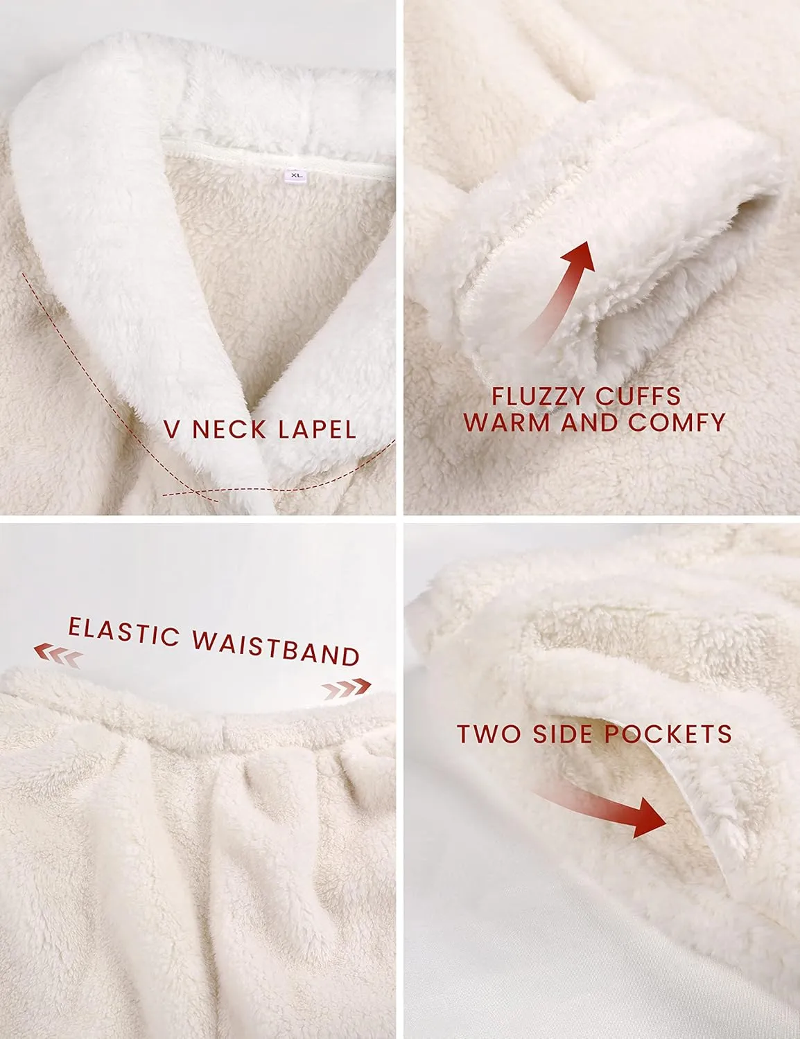 Hooever Women's Fluzzy Sherpa Fleece Pajamas Warm Pullover Lapel Sleepwear Sets