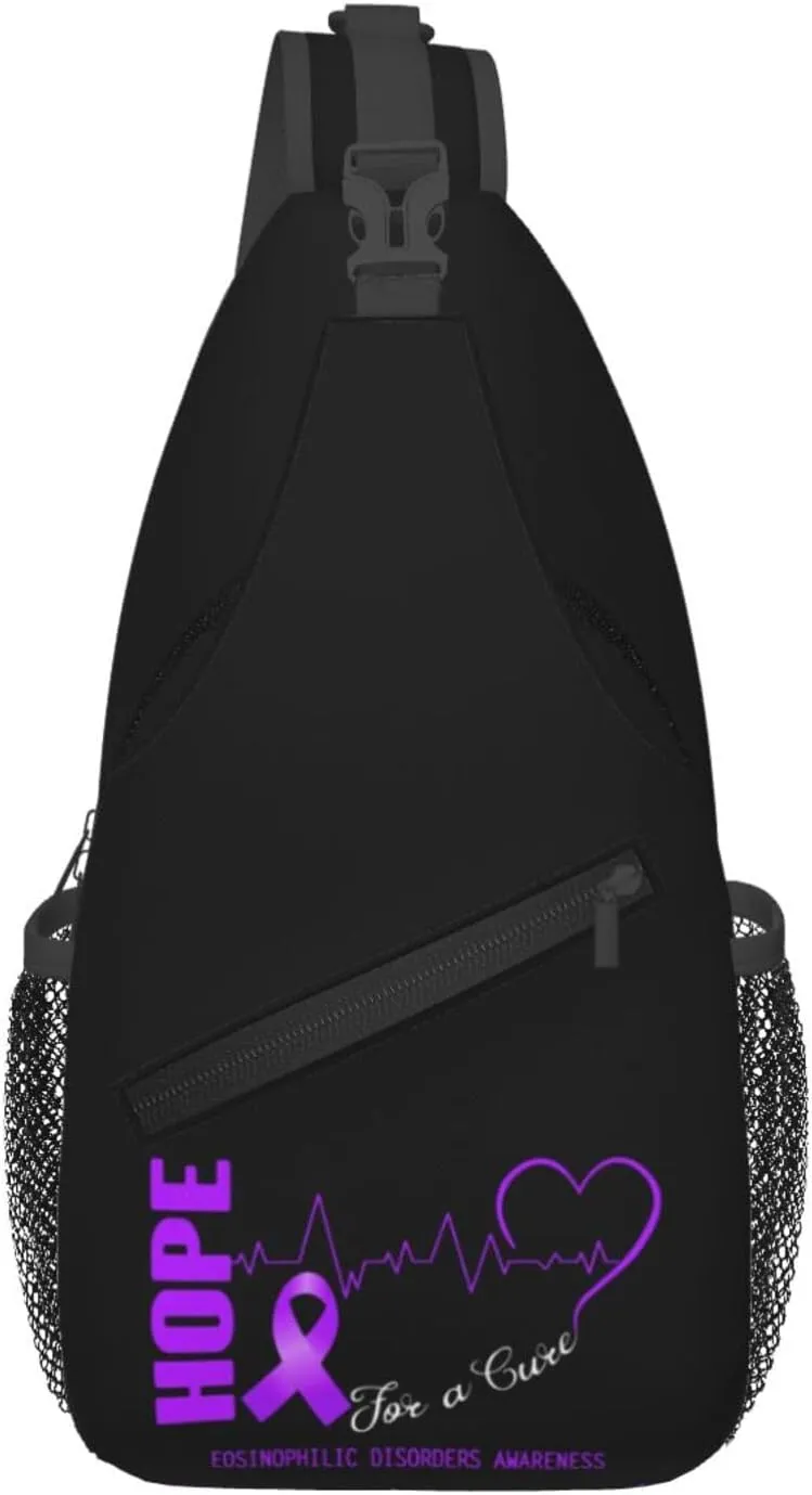 Hope For A Cure Eosinophilic Disorders Awareness Crossbody Bags For Women Men Chest Backpack Gym Shoulder Bag Travel Outdoor Sports Casual Crossbody Bags