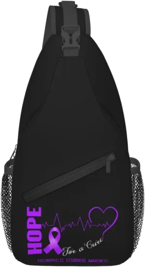 Hope For A Cure Eosinophilic Disorders Awareness Crossbody Bags For Women Men Chest Backpack Gym Shoulder Bag Travel Outdoor Sports Casual Crossbody Bags
