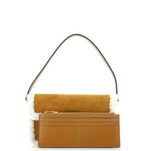 Horsebit 1955 Flap Shoulder Bag Suede with Shearling Mini