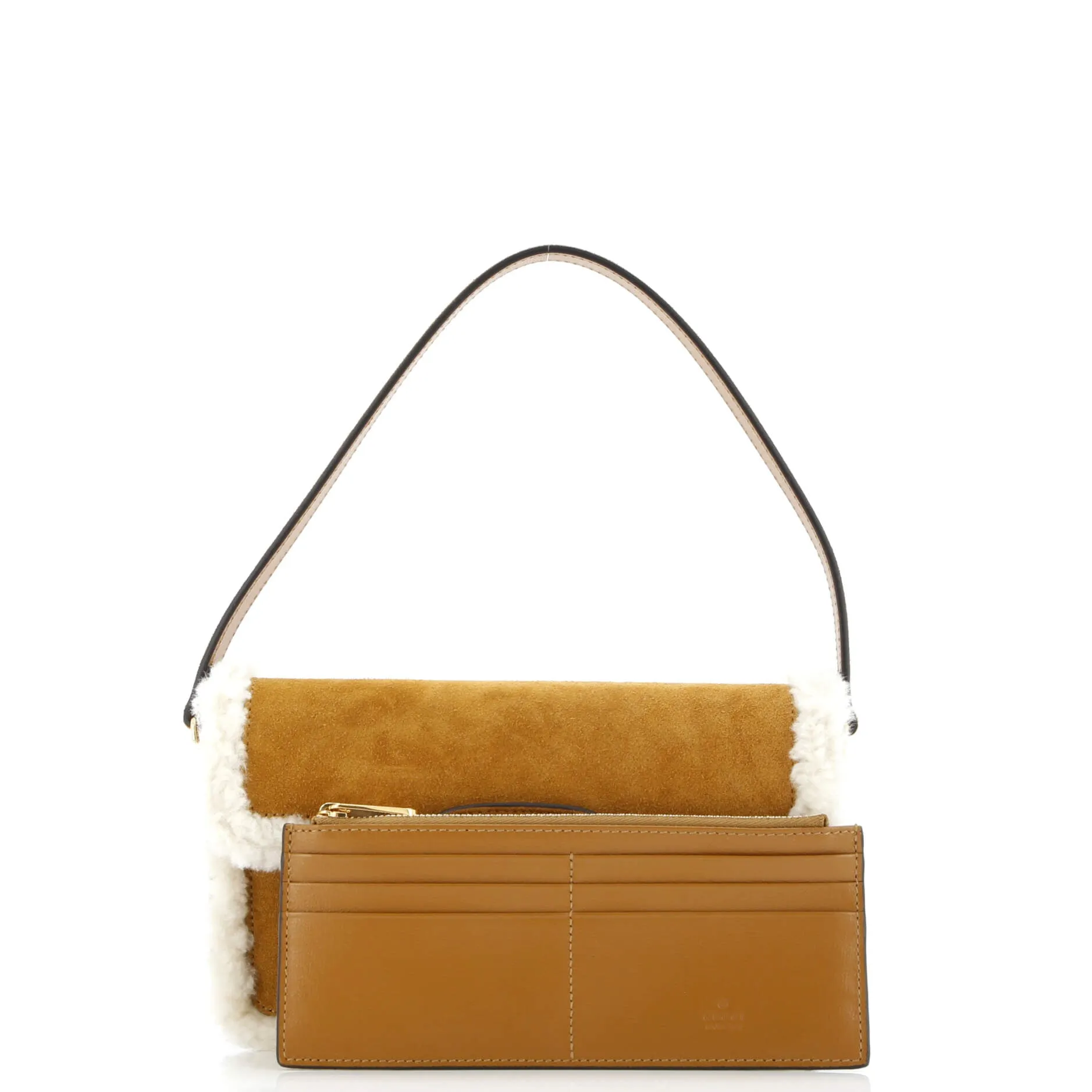 Horsebit 1955 Flap Shoulder Bag Suede with Shearling Mini