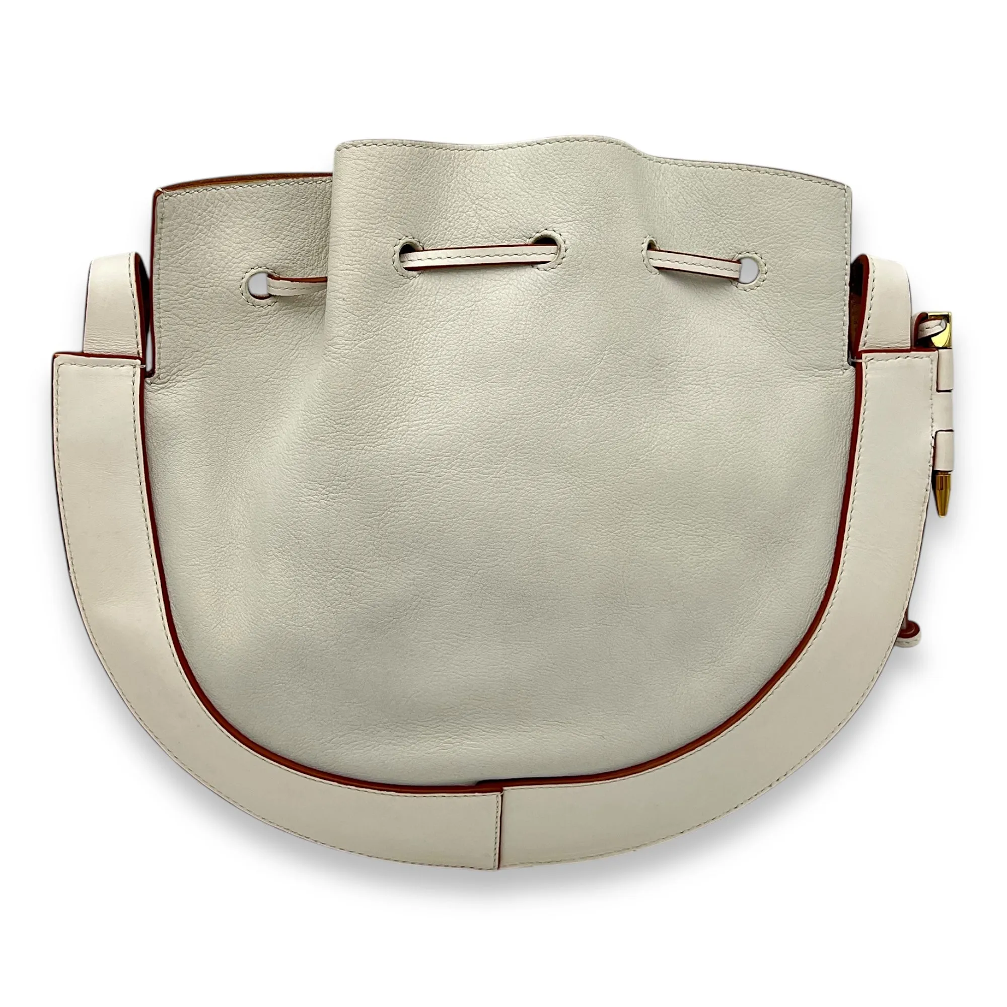 Horseshoe Crossbody Bag White in Calfskin, Gold hardware
