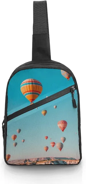 Hot Air Balloons Floating over Cappadocia Foldable Crossbody Sling Bags Shoulder Backpack Chest DayPack Handbag