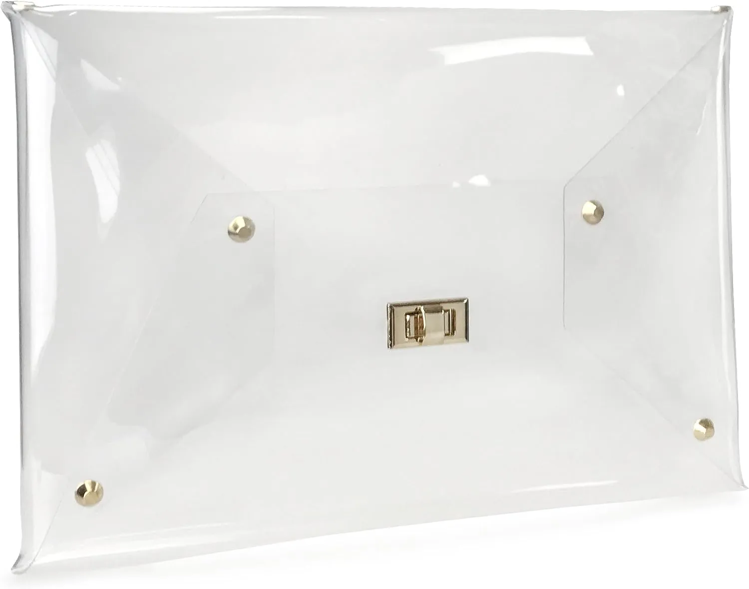 HOXIS Large Size PVC Clear Envelope Clutch Gold Chain Crossbody Bag Women's Purse