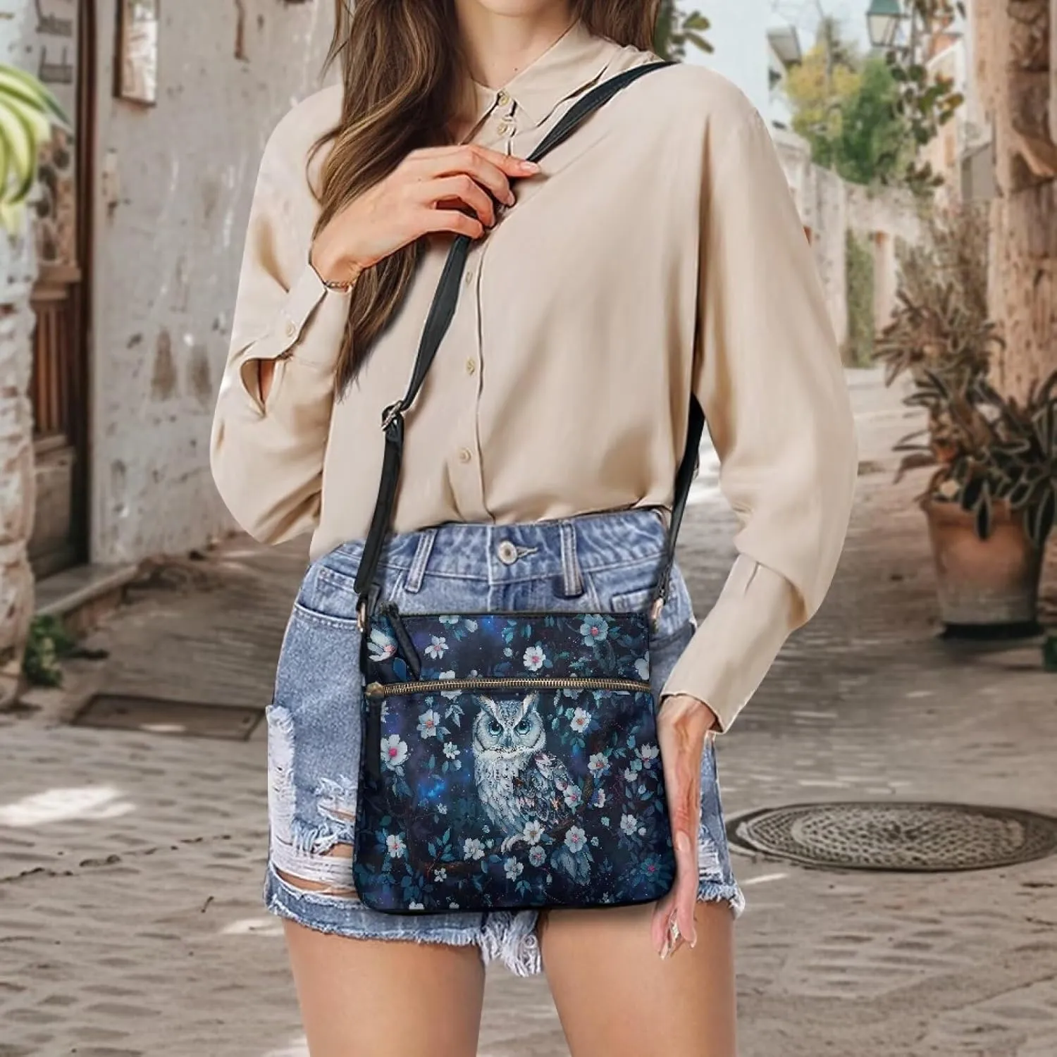 HUGS IDEA Crossbody Purse Leather Handbag for Women Men Shoulder Purse Large Cell Phone Bag