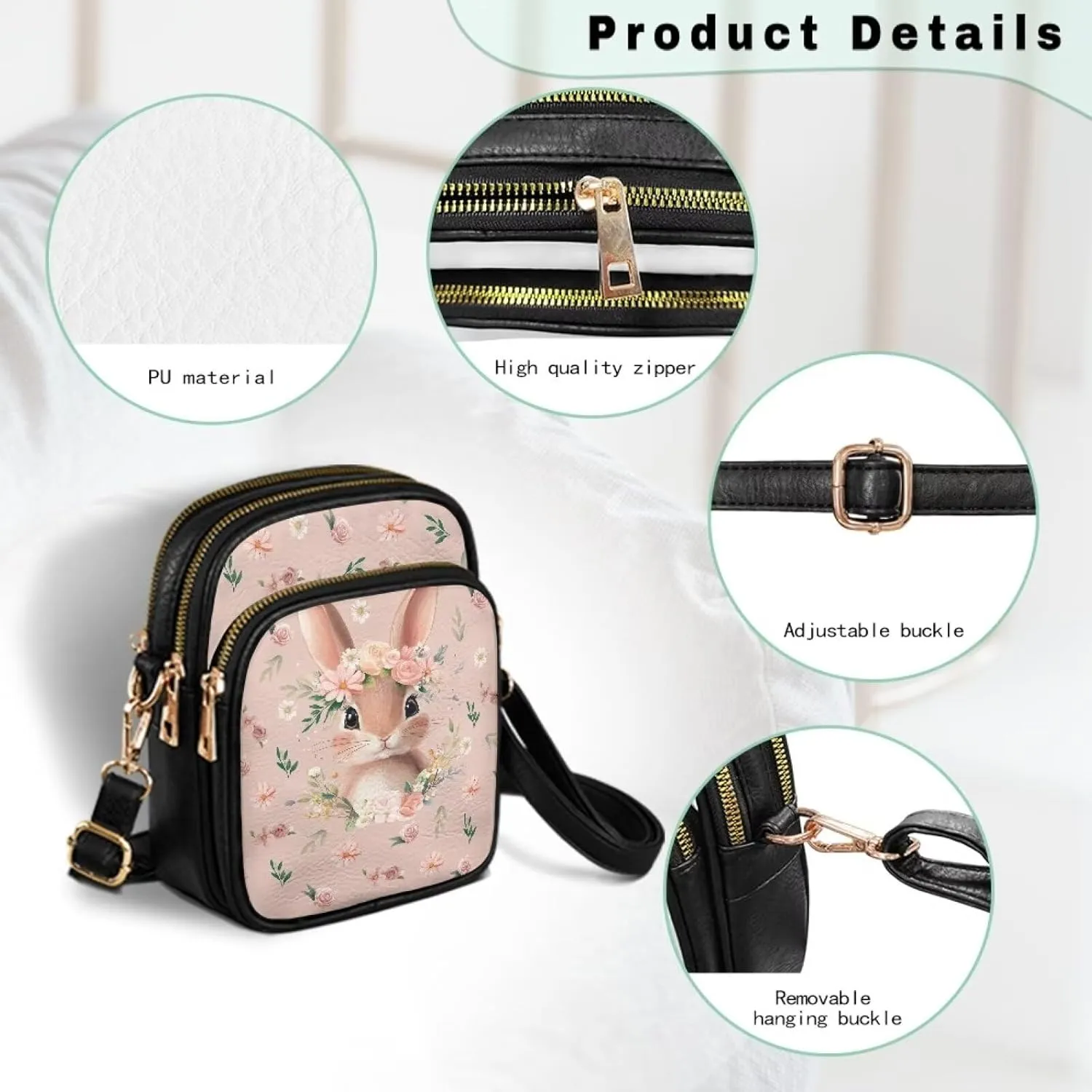 HUGS IDEA Small Women's Crossbody Bag Cell Phone Purse with Adjustable Shoulder Strap for Work Travel