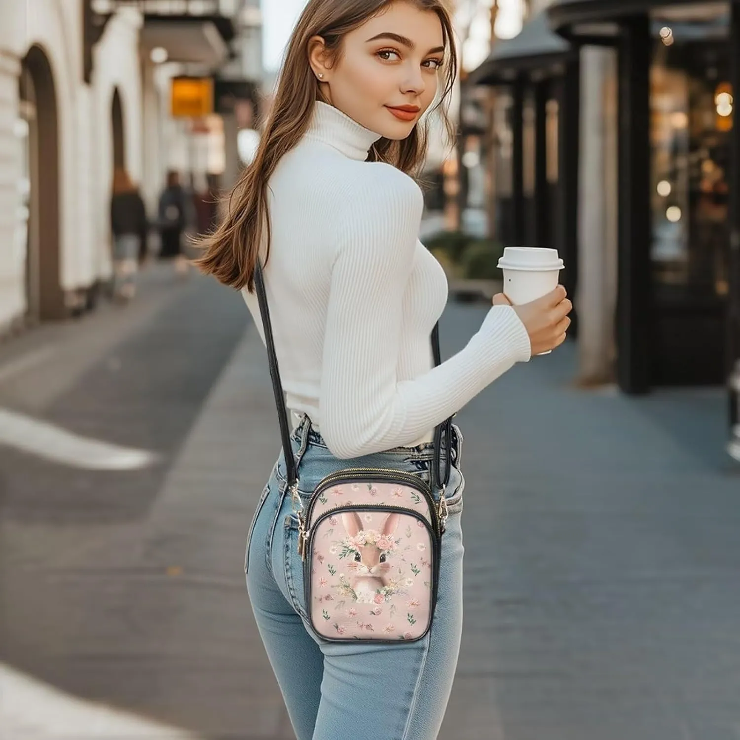 HUGS IDEA Small Women's Crossbody Bag Cell Phone Purse with Adjustable Shoulder Strap for Work Travel