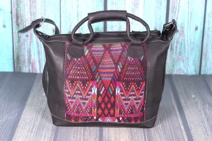 Huipil Day Bag Purse Diaper Bag (medium)  Black Leather