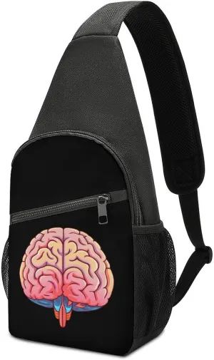 Human Brain Print Sling Bag Crossbody Backpack Travel Chest Bag Hiking Daypack