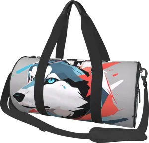 Husky Dog Printed Travel Bag,Round Personal Item Storage bag,Foldie Duffel Bag for Traveling Vacation,Fitness,Sports