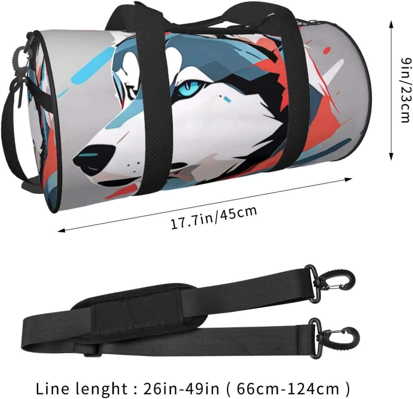 Husky Dog Printed Travel Bag,Round Personal Item Storage bag,Foldie Duffel Bag for Traveling Vacation,Fitness,Sports