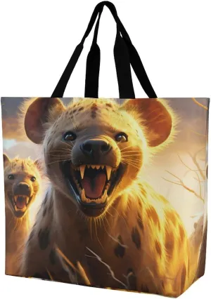 Hyenas Waiting for Predation Large Tote Bag for Women Shoulder HandBag Shopping Purse for Travel Work Gym