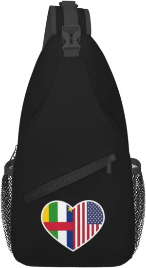 I Love America And The Central African Republic Crossbody Bags For Women Men Chest Backpack Gym Shoulder Bag Travel Outdoor Sports Casual Crossbody Bags