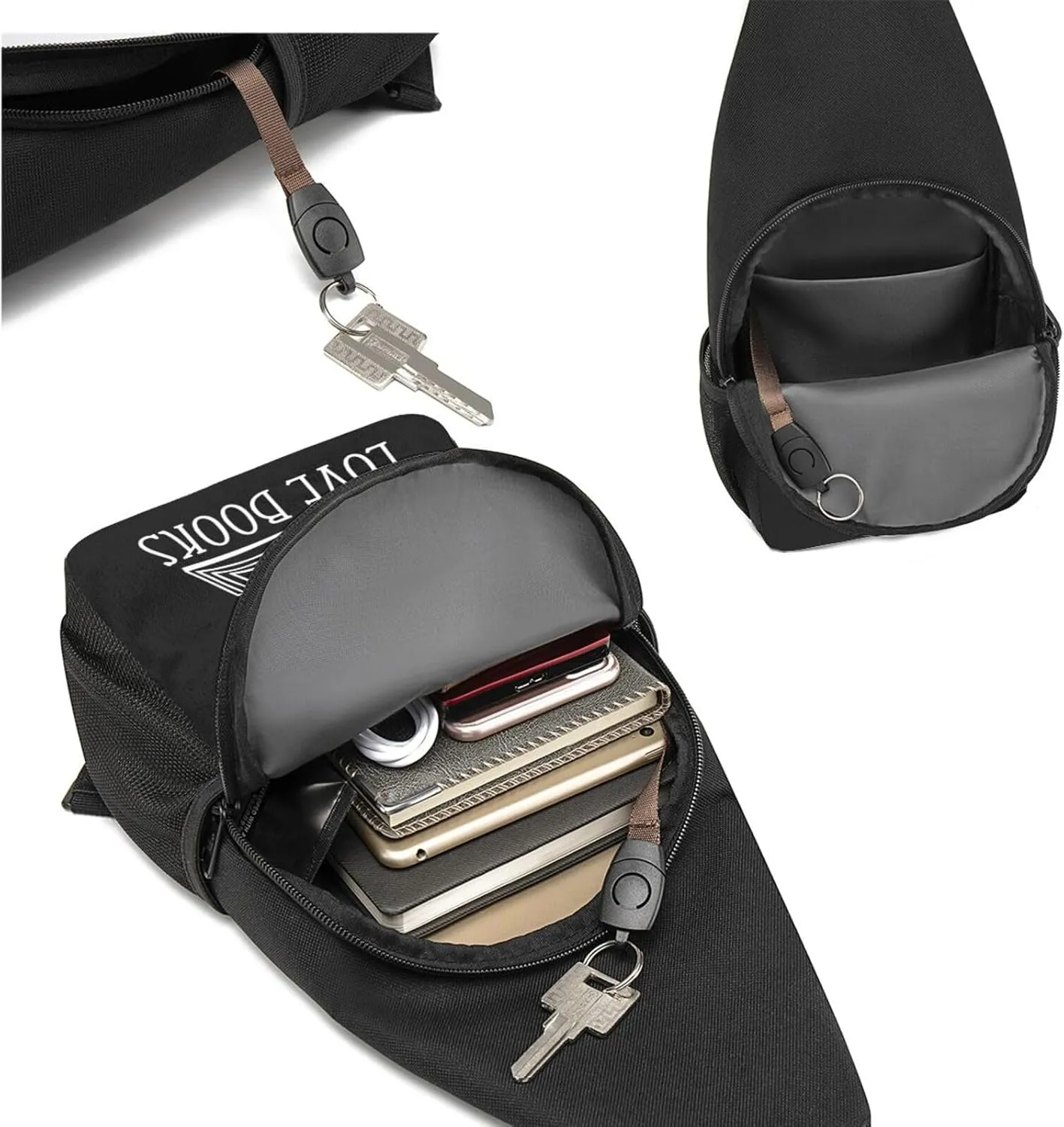 I Love Books Chest Pack Leisure Shoulder Crossbody Chest Bag