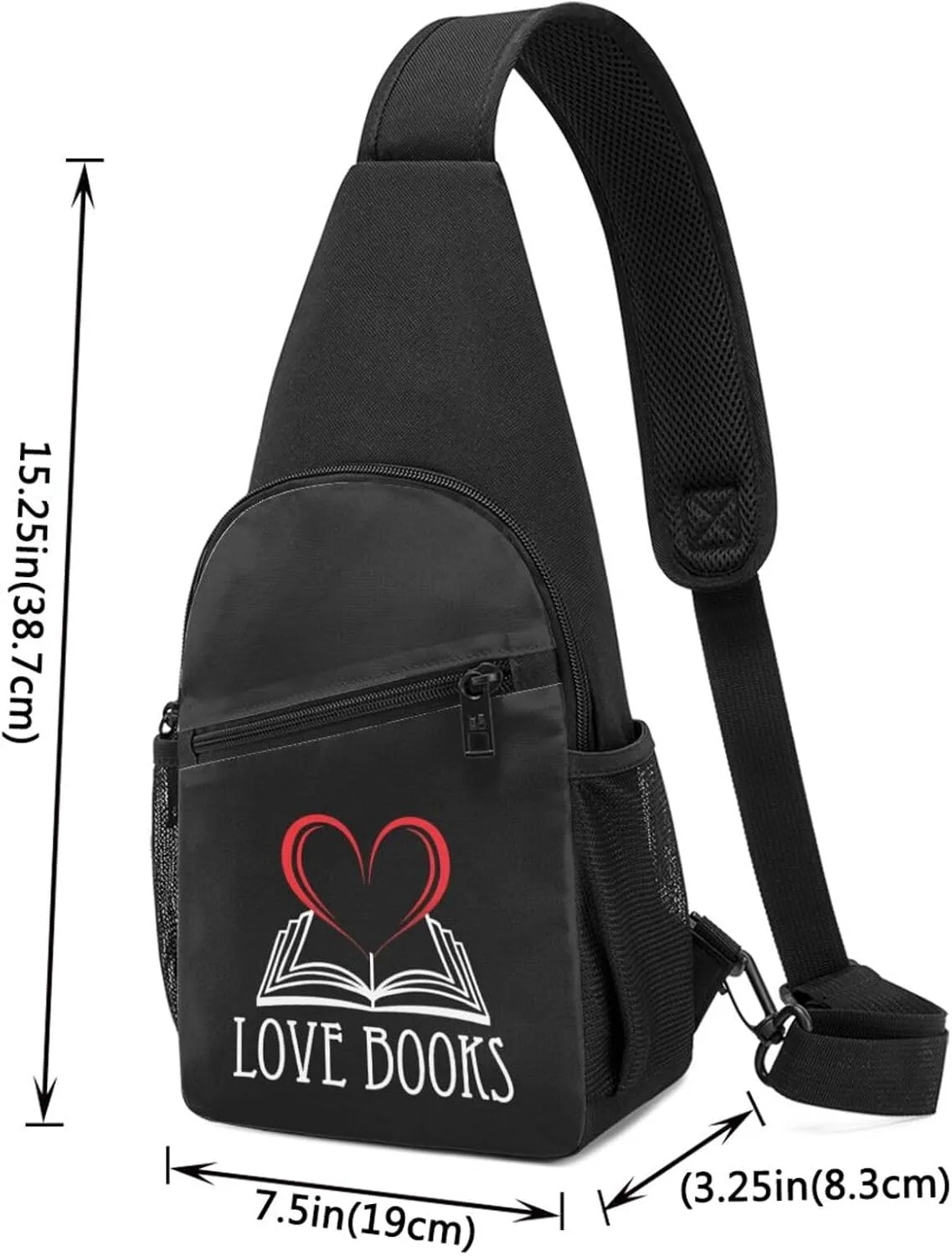 I Love Books Chest Pack Leisure Shoulder Crossbody Chest Bag