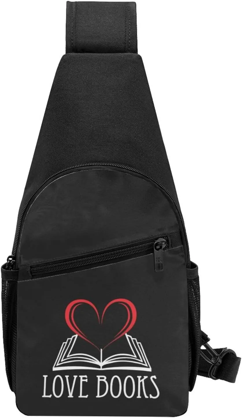 I Love Books Chest Pack Leisure Shoulder Crossbody Chest Bag