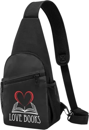 I Love Books Chest Pack Leisure Shoulder Crossbody Chest Bag
