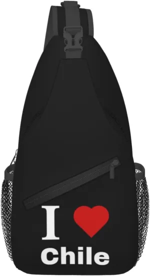 I love Chile Crossbody Bags For Women Men Chest Backpack Gym Shoulder Bag Travel Outdoor Sports Casual Crossbody Bags