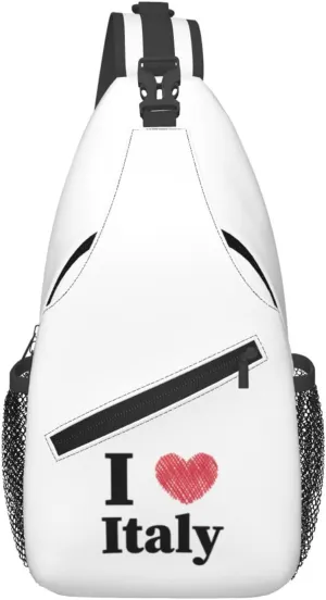 I Love Italy Crossbody Bags For Women Men Chest Backpack Gym Shoulder Bag Travel Outdoor Sports Casual Crossbody Bags