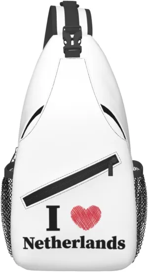 I Love Netherlands Crossbody Bags For Women Men Chest Backpack Gym Shoulder Bag Travel Outdoor Sports Casual Crossbody Bags