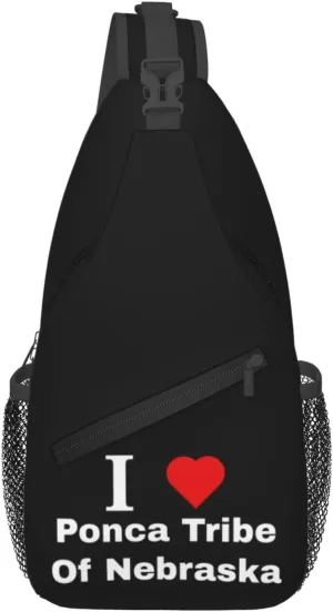 I Love Ponca Tribe Of Nebraska Crossbody Bags For Women Men Chest Backpack Gym Shoulder Bag Travel Outdoor Sports Casual Crossbody Bags