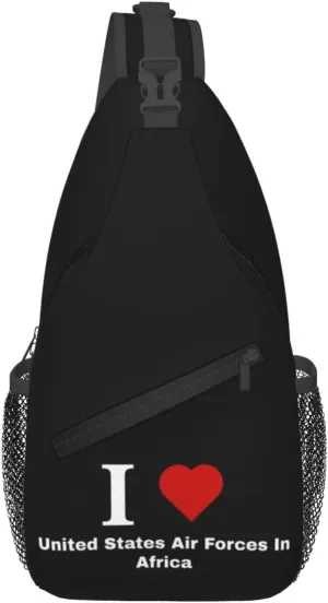I love United States Air Forces In Africa Crossbody Bags For Women Men Chest Backpack Gym Shoulder Bag Travel Outdoor Sports Casual Crossbody Bags