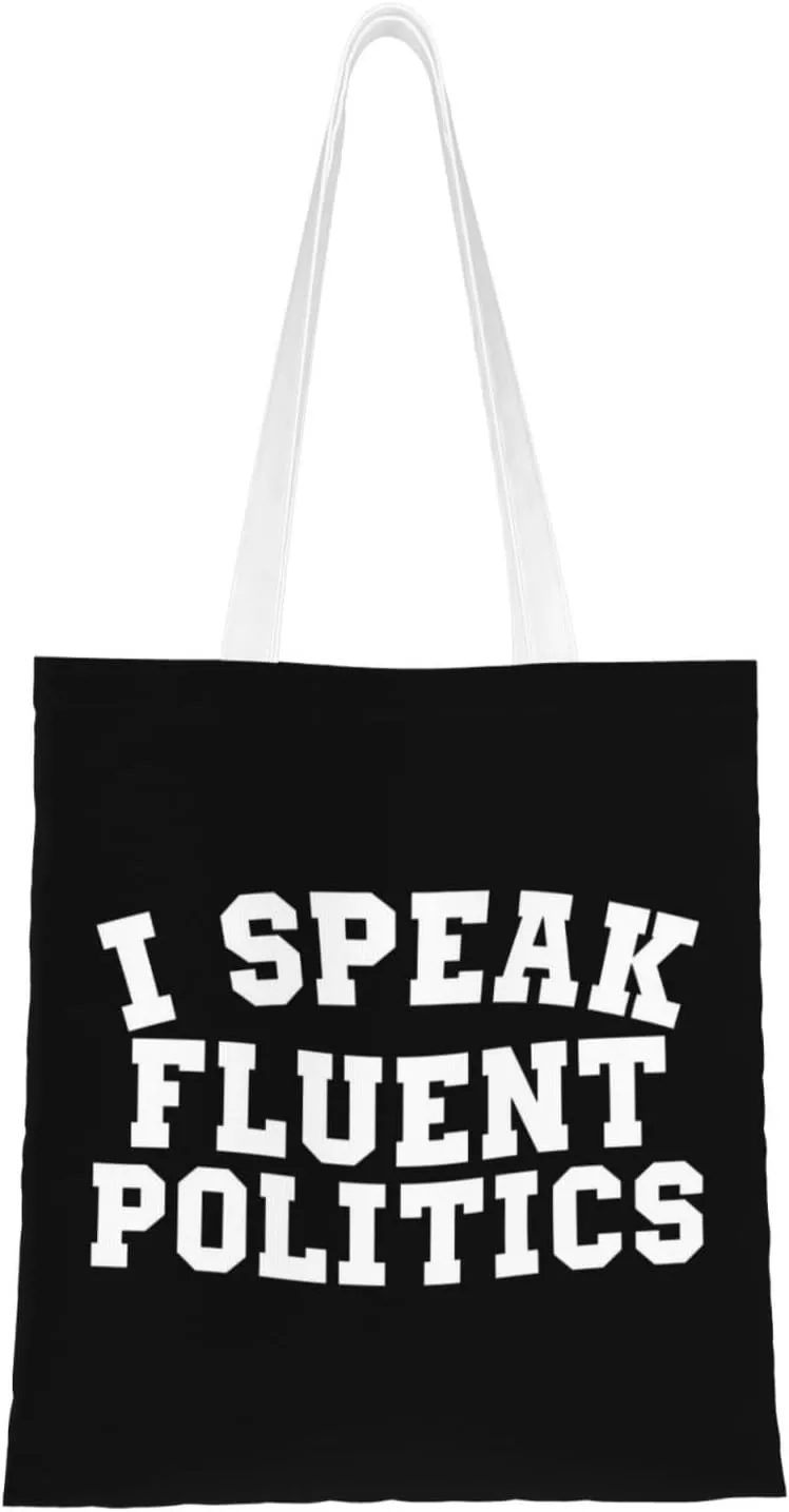 I Speak Fluent Politics Grocery Bags Reusable Shopping Bags Funny Shopping Bag Tote Heavy Duty Kitchen Reusable Vegetable Tote