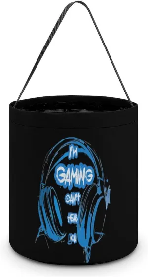 I'm Gaming Can't Hear You Easter Basket Egg Buckets with Handles Hunt Tote Bags Reusable Handbag for Decoration