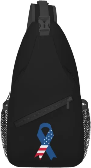 Independence Day Ribbon Crossbody Bags For Women Men Chest Backpack Gym Shoulder Bag Travel Outdoor Sports Casual Crossbody Bags