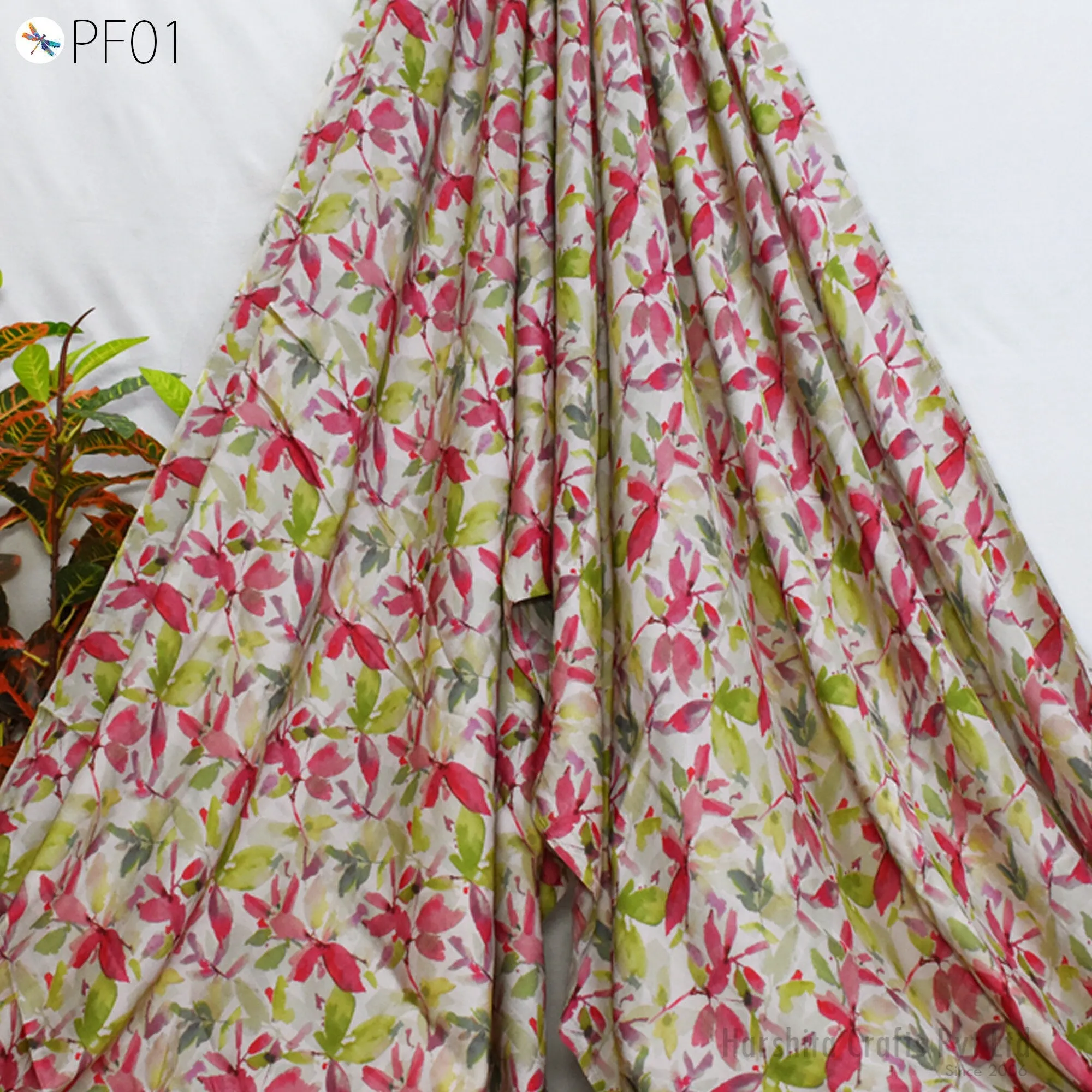 Indian Floral Soft Printed Modal fabric By The Yard Flowy Summer Dresses Shirt Comfortable Clothing Wedding Costumes Drapery Sewing Crafting