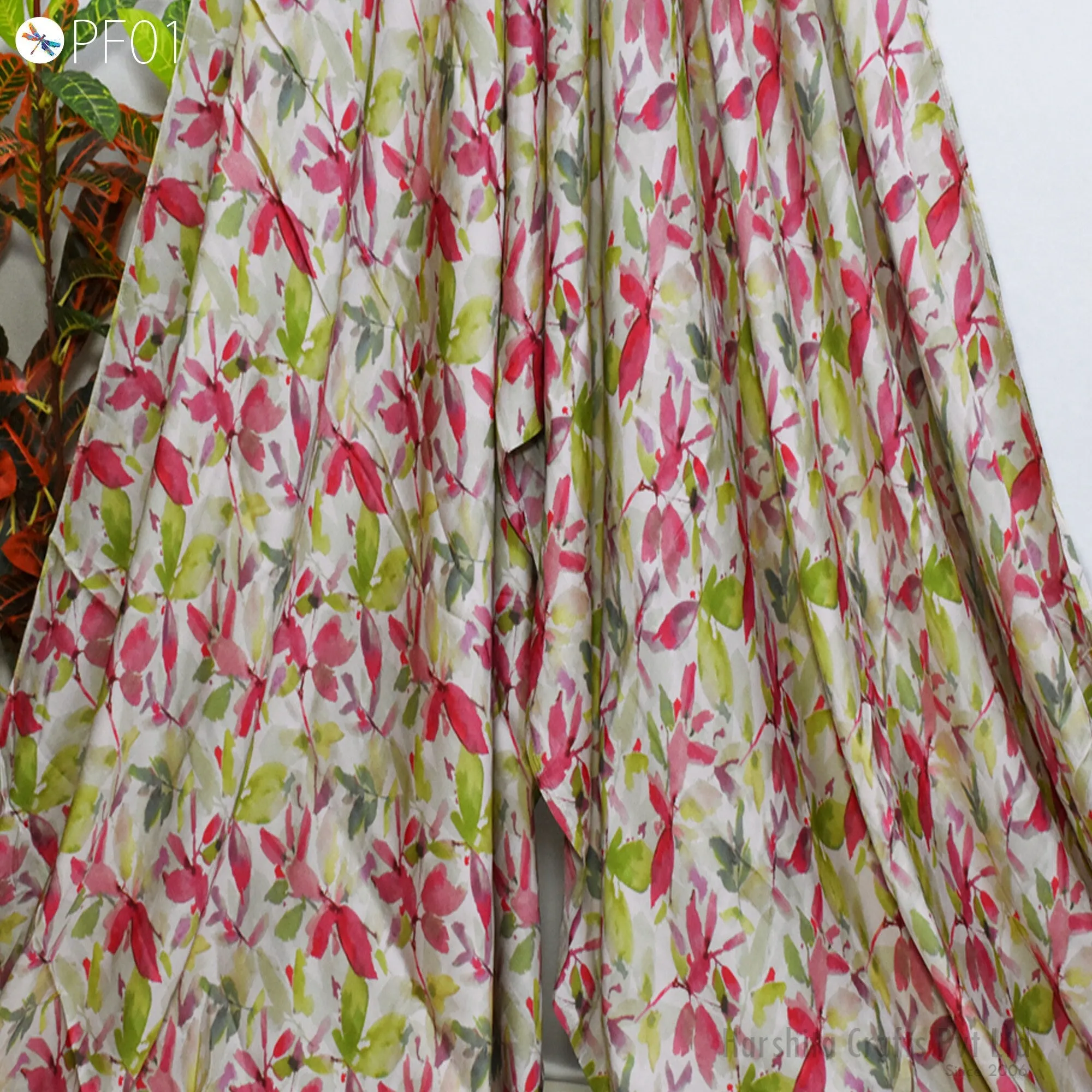 Indian Floral Soft Printed Modal fabric By The Yard Flowy Summer Dresses Shirt Comfortable Clothing Wedding Costumes Drapery Sewing Crafting