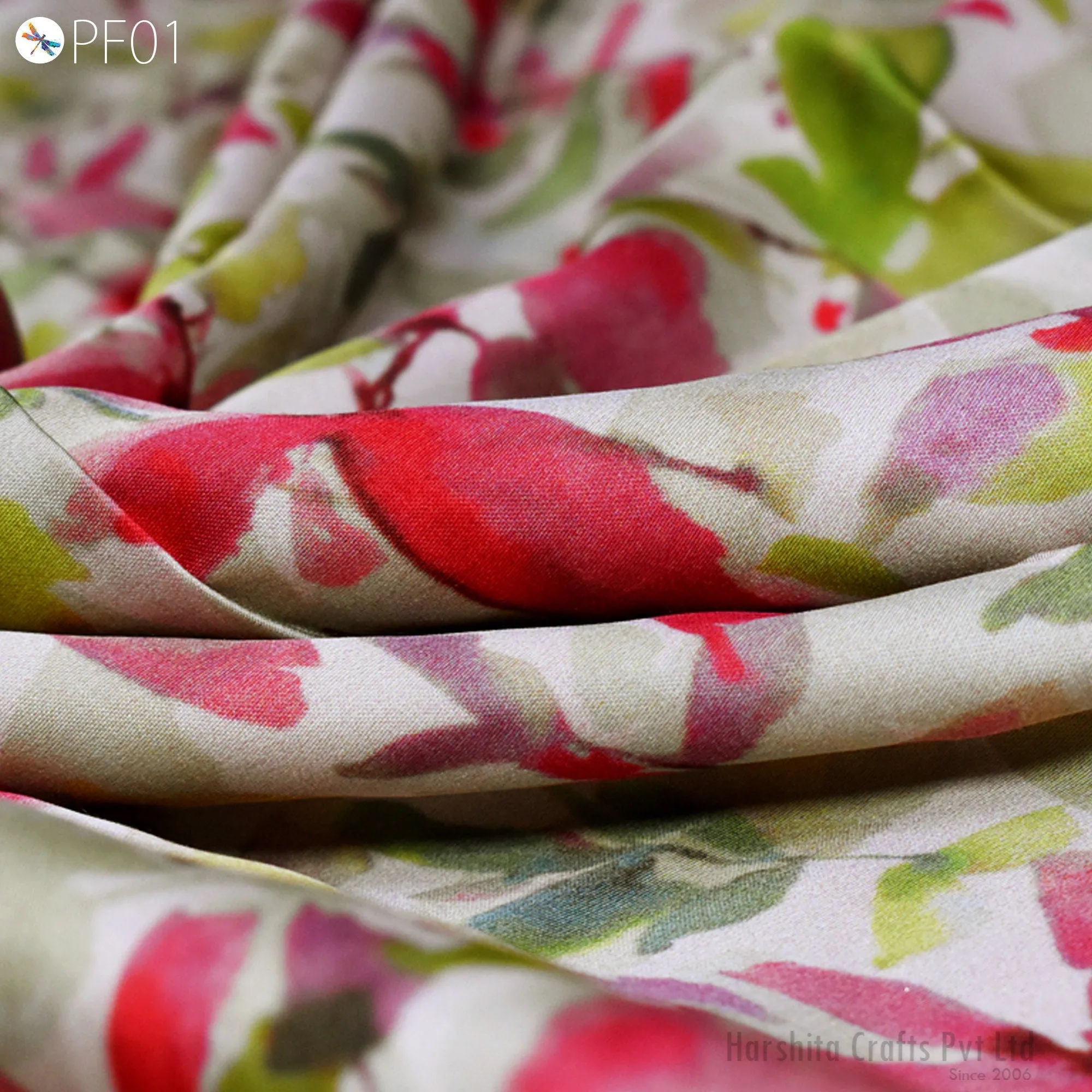 Indian Floral Soft Printed Modal fabric By The Yard Flowy Summer Dresses Shirt Comfortable Clothing Wedding Costumes Drapery Sewing Crafting