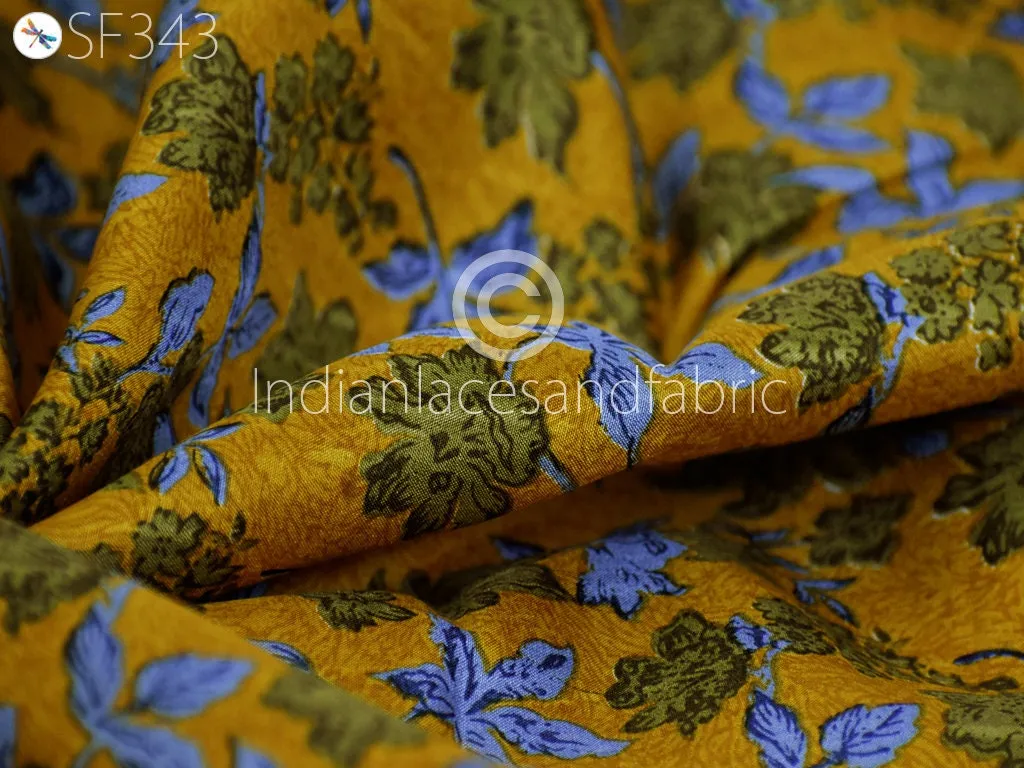 Indian Soft Pure Printed Silk Fabric by the yard Habotai Silk Wedding Dresses Bridesmaid Party Costumes Crafting Sewing Saree Dupatta Scarf