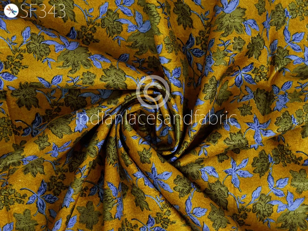 Indian Soft Pure Printed Silk Fabric by the yard Habotai Silk Wedding Dresses Bridesmaid Party Costumes Crafting Sewing Saree Dupatta Scarf