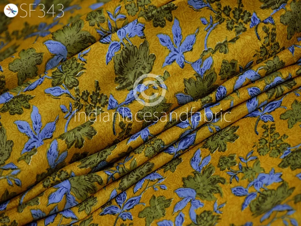 Indian Soft Pure Printed Silk Fabric by the yard Habotai Silk Wedding Dresses Bridesmaid Party Costumes Crafting Sewing Saree Dupatta Scarf