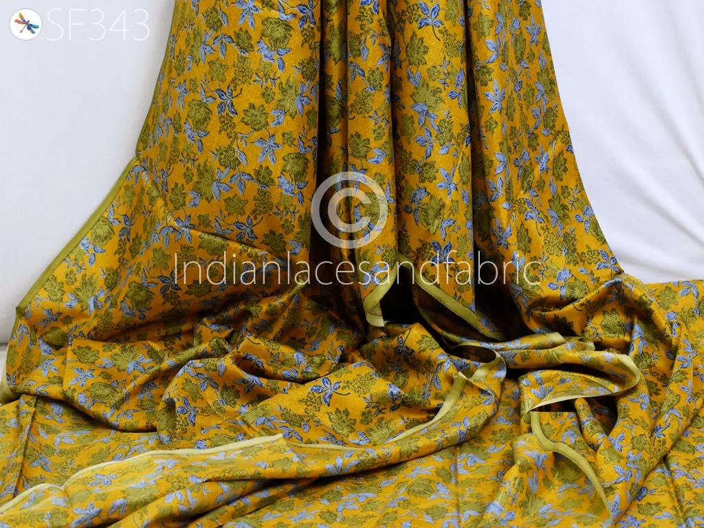 Indian Soft Pure Printed Silk Fabric by the yard Habotai Silk Wedding Dresses Bridesmaid Party Costumes Crafting Sewing Saree Dupatta Scarf