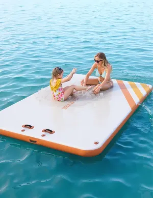 Inflatable Floating Dock Air Dock Platform Floating Island Raft with Rope Ladder Non-Slip Surface Swimming Water Platform for Pool Beach Ocean