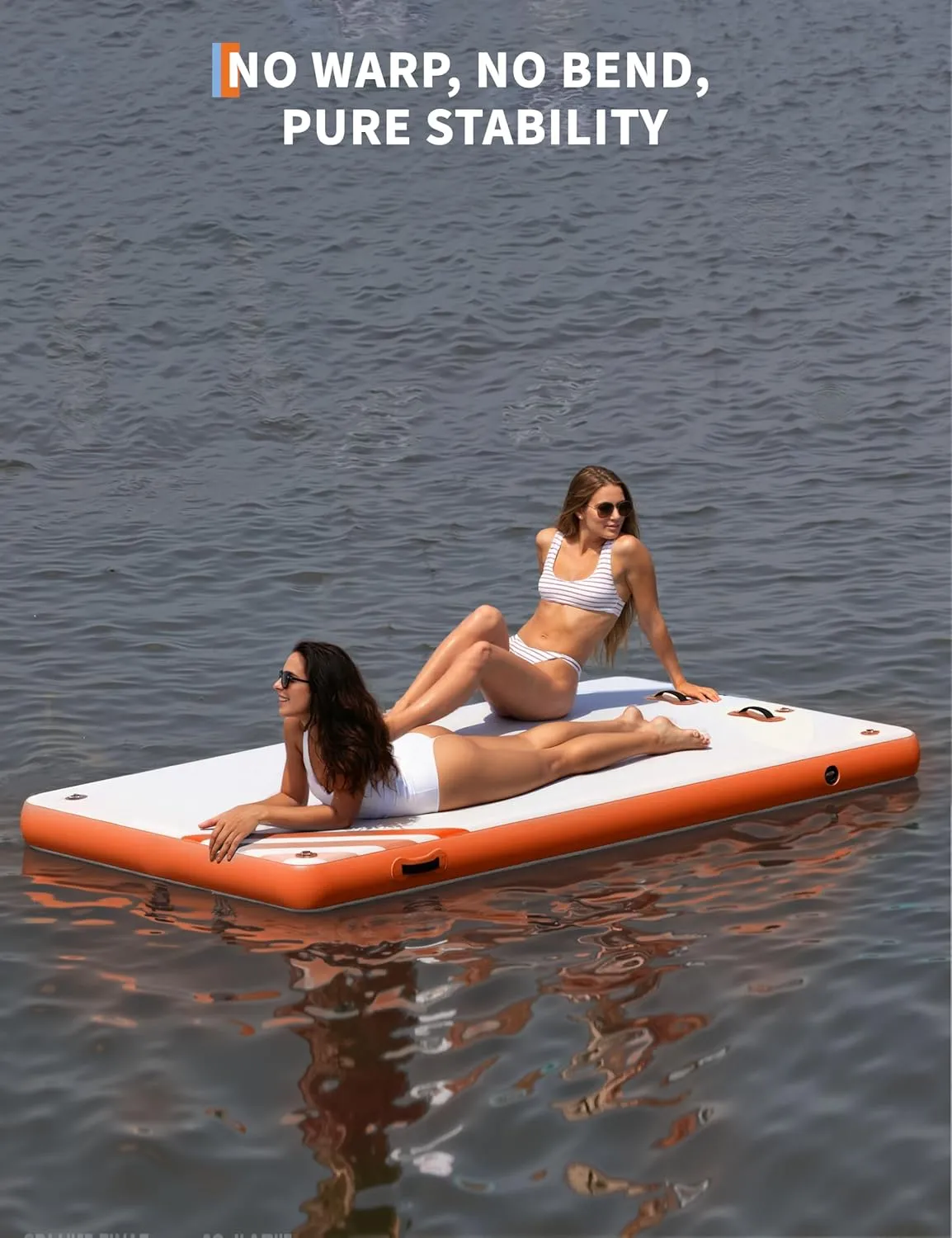 Inflatable Floating Dock Air Dock Platform Floating Island Raft with Rope Ladder Non-Slip Surface Swimming Water Platform for Pool Beach Ocean