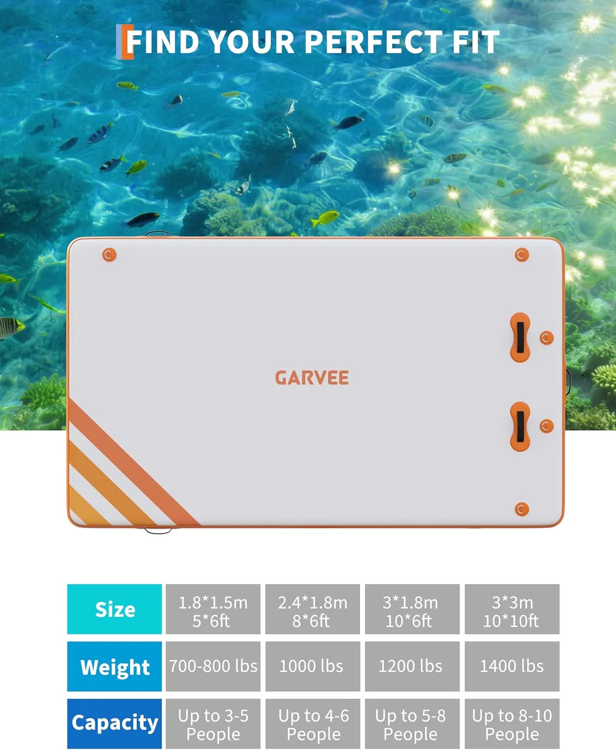 Inflatable Floating Dock Air Dock Platform Floating Island Raft with Rope Ladder Non-Slip Surface Swimming Water Platform for Pool Beach Ocean